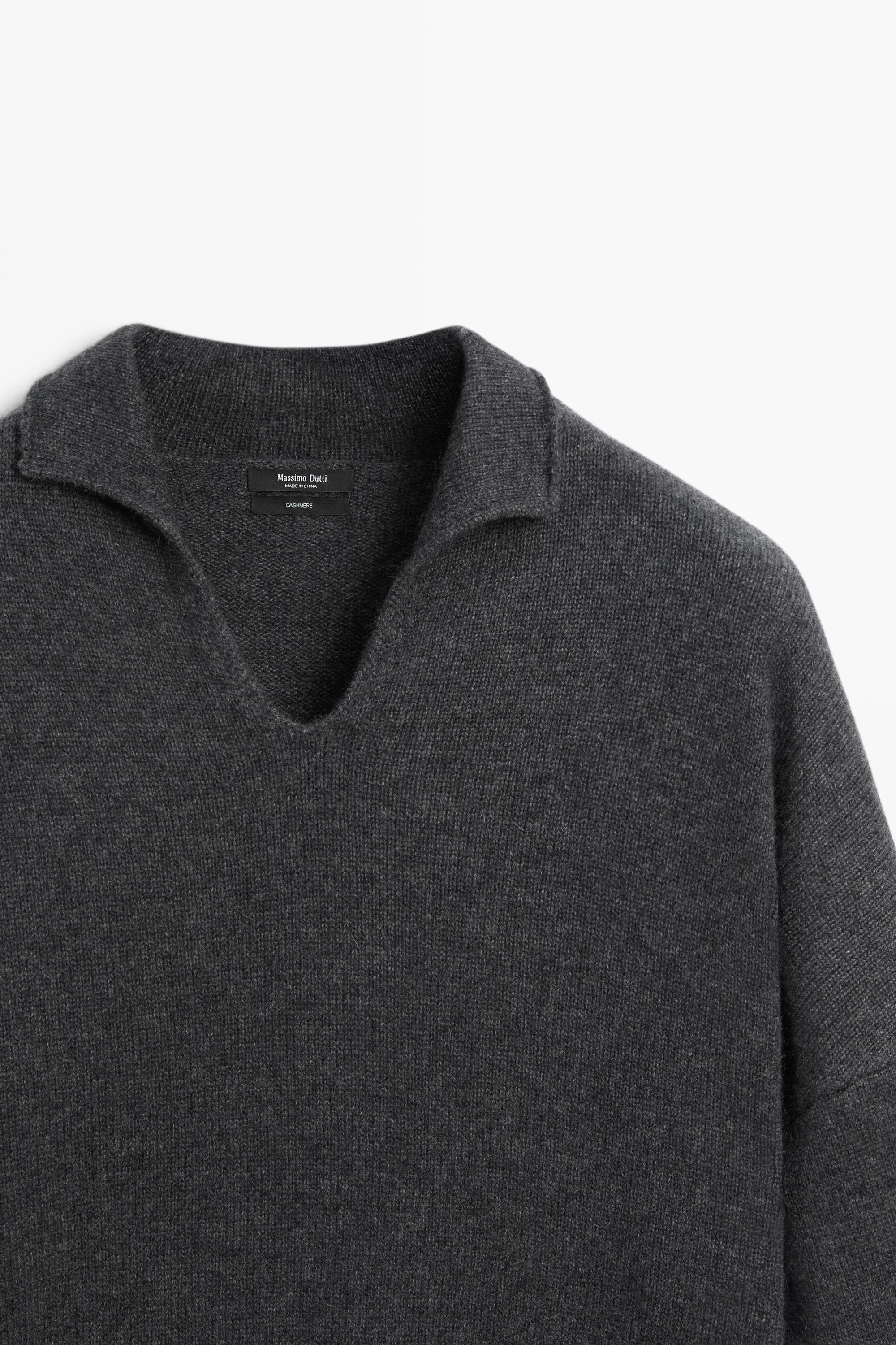 100% cashmere knit polo sweater